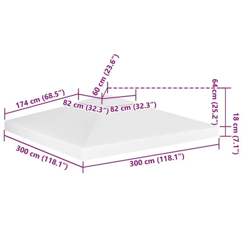 2-Tier Gazebo Top Cover 310 g/mÂ² 3x3 m White 312074