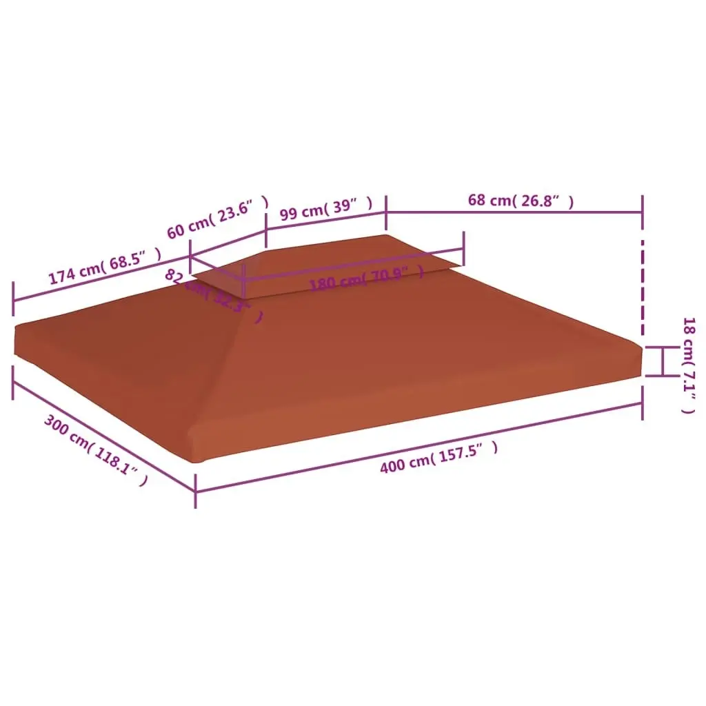 2-Tier Gazebo Top Cover 310 g/mÂ² 4x3 m Terracotta 46618