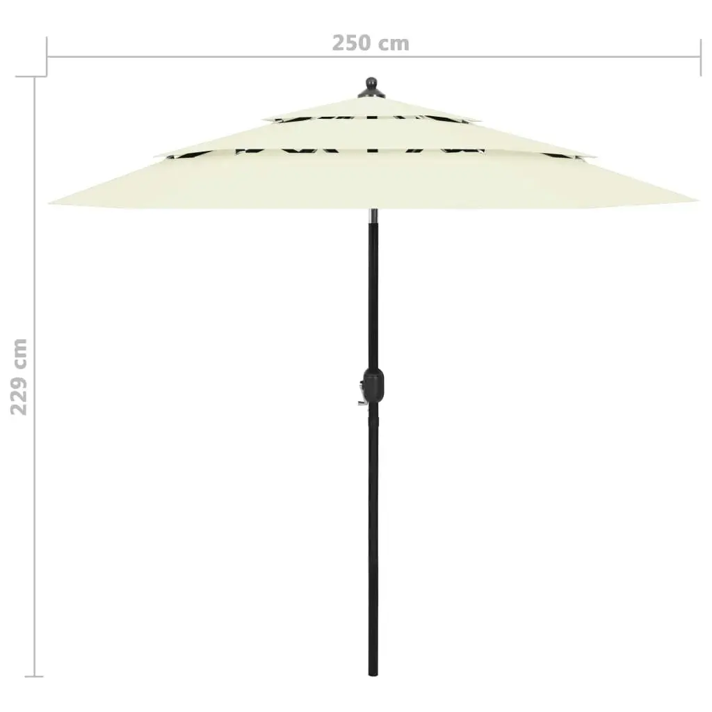 3-Tier Parasol with Aluminium Pole Sand 2.5 m 313860