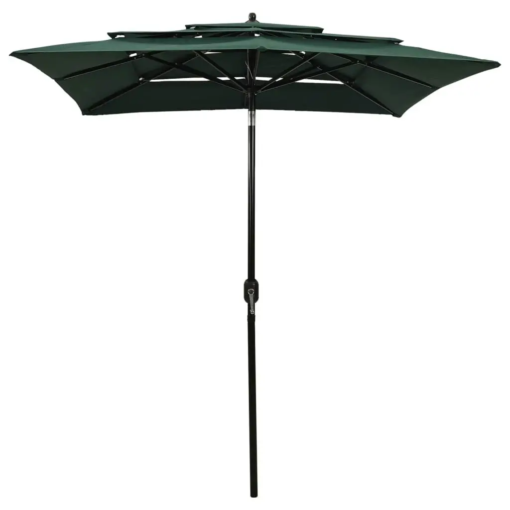 3-Tier Parasol with Aluminium Pole Green 2x2 m 313845