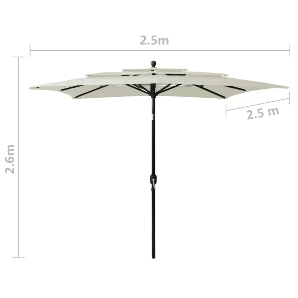 3-Tier Parasol with Aluminium Pole Sand 2.5x2.5 m 313836