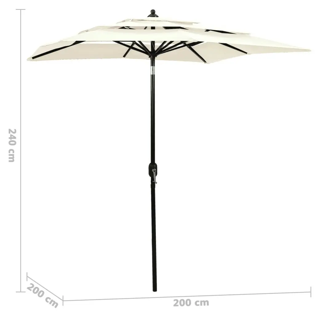 3-Tier Parasol with Aluminium Pole Sand 2x2 m 313844