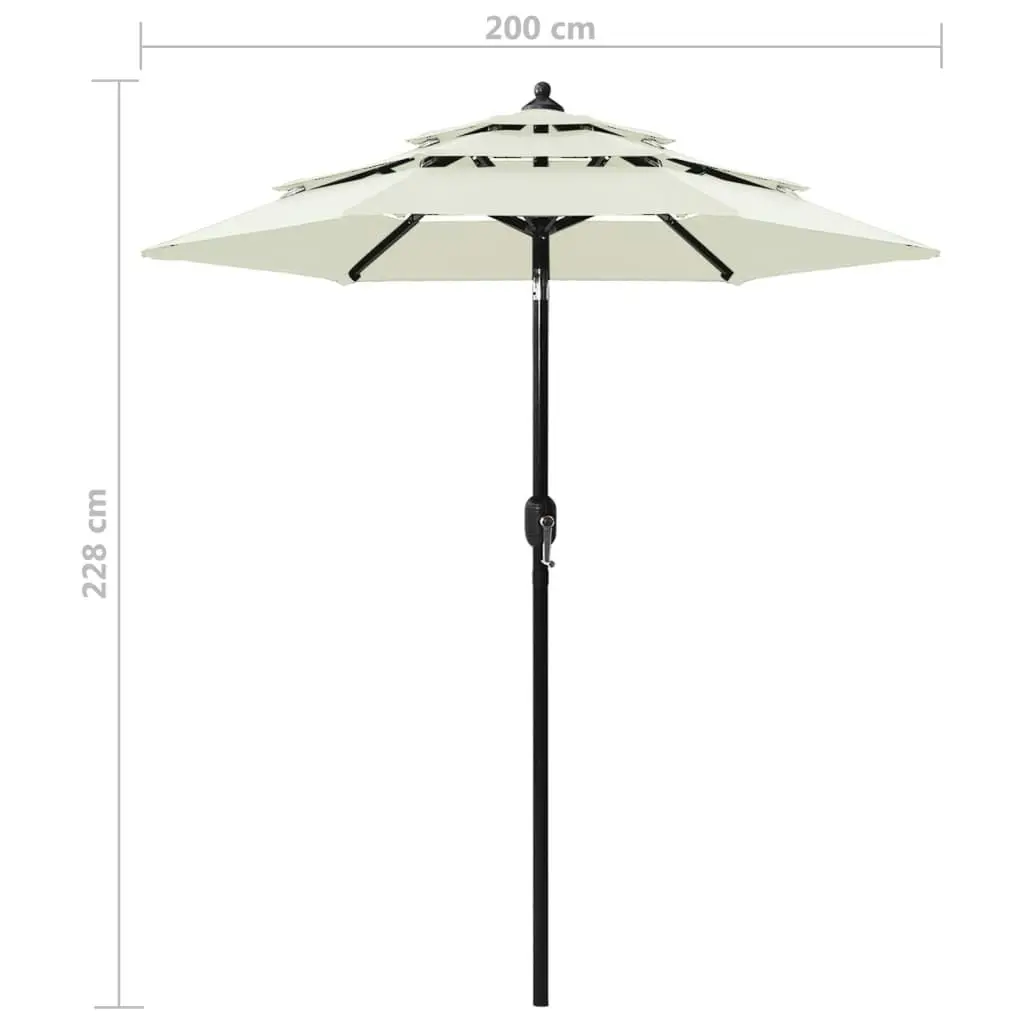 3-Tier Parasol with Aluminium Pole Sand 2 m 313852