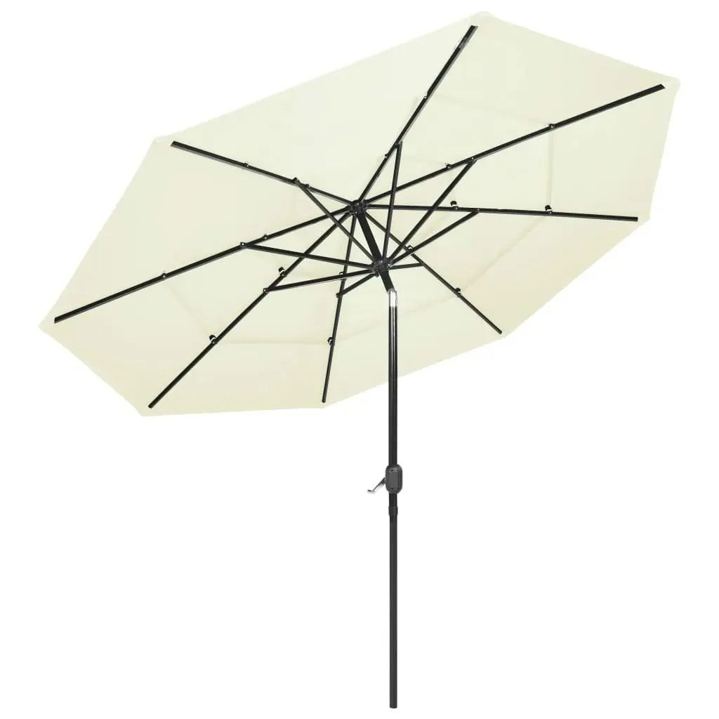 3-Tier Parasol with Aluminium Pole Sand 3 m 313868