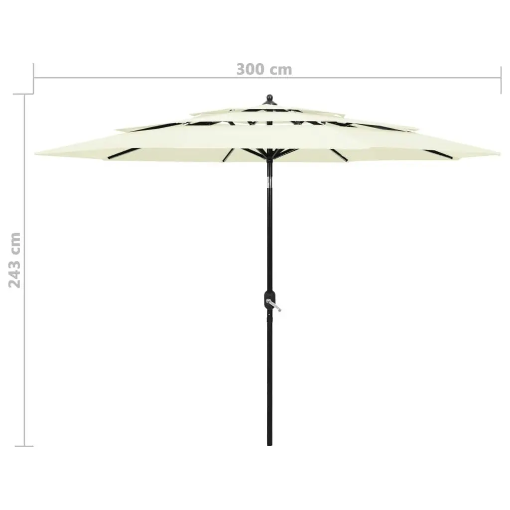 3-Tier Parasol with Aluminium Pole Sand 3 m 313868