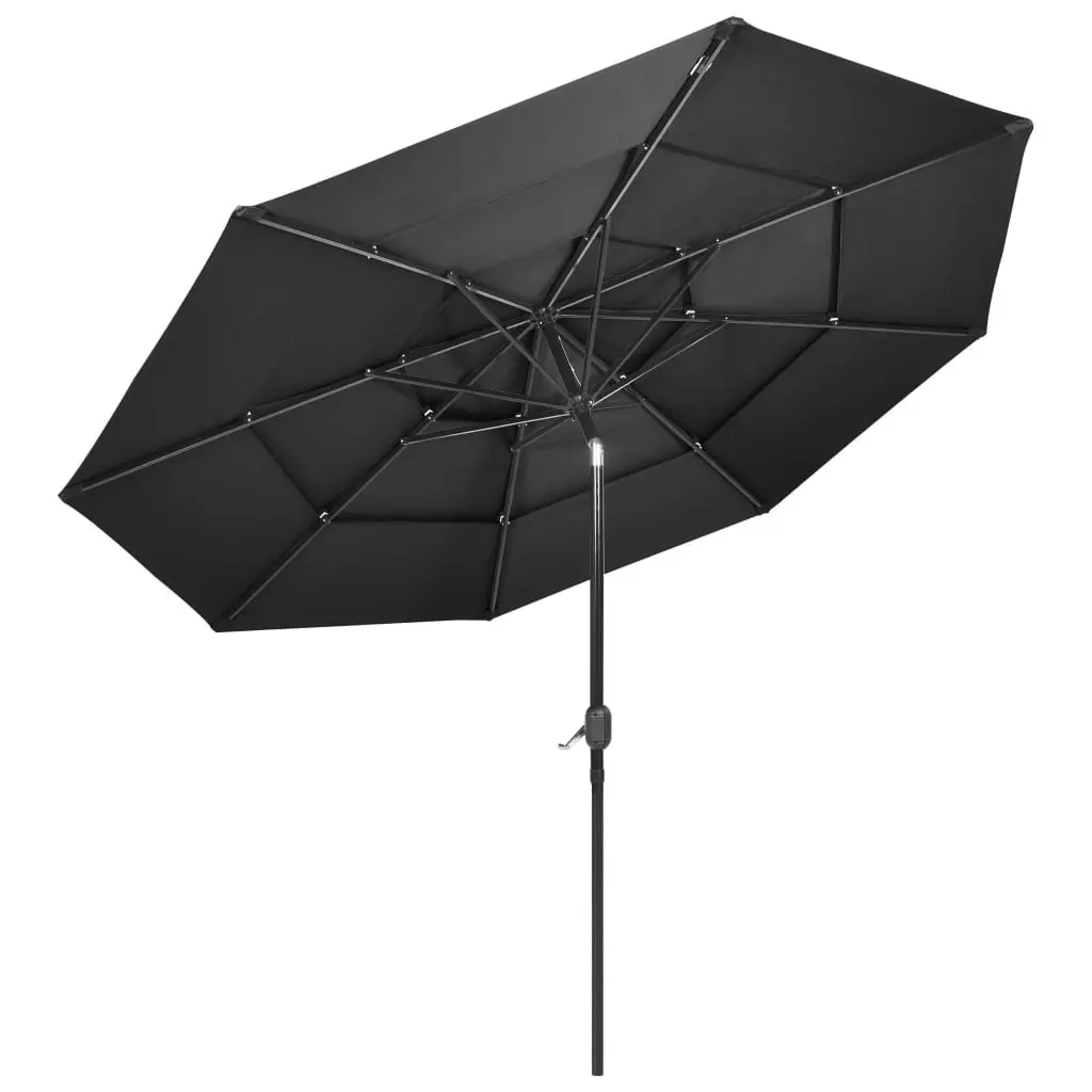 3-Tier Parasol with Aluminium Pole Anthracite 3 m 313870