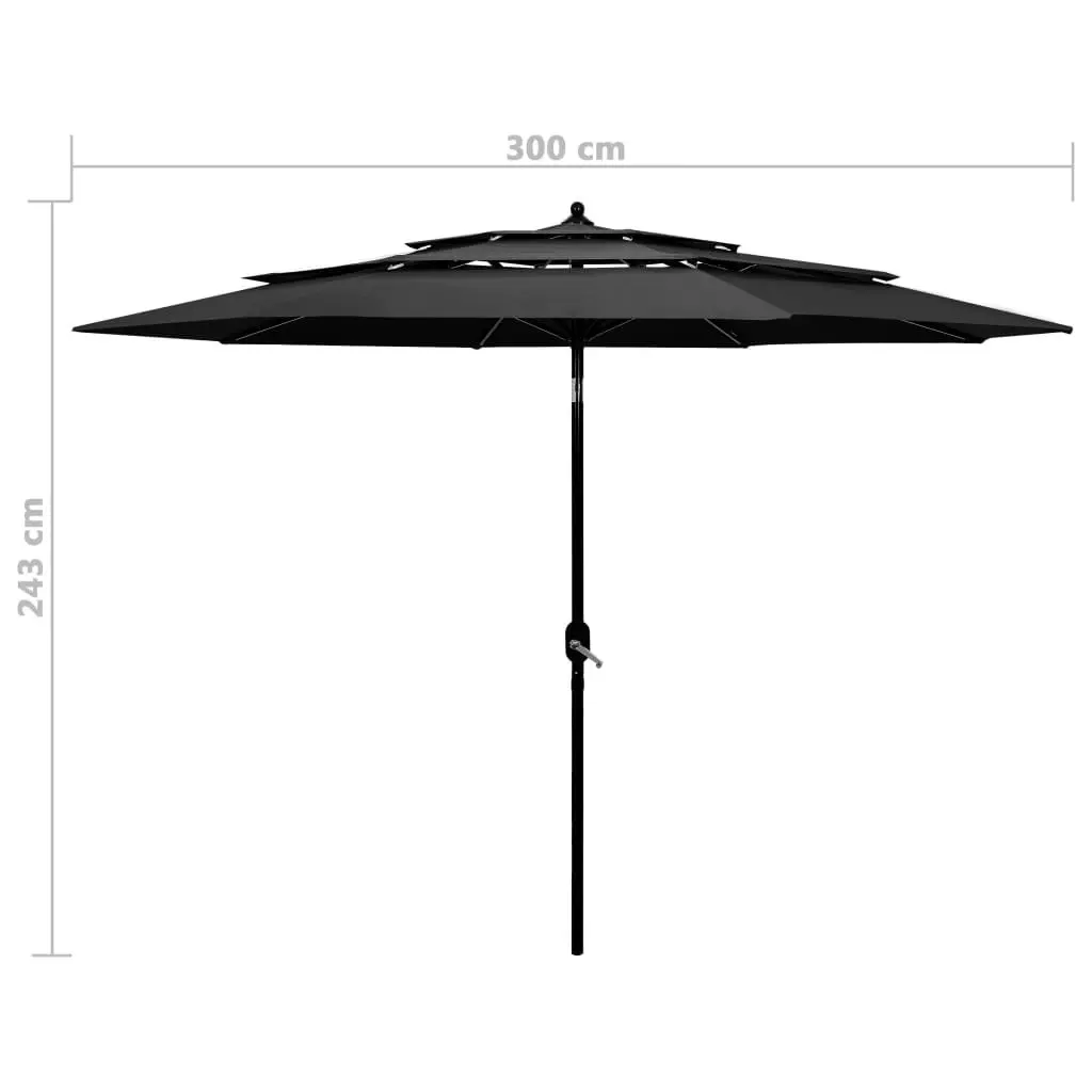 3-Tier Parasol with Aluminium Pole Anthracite 3 m 313870