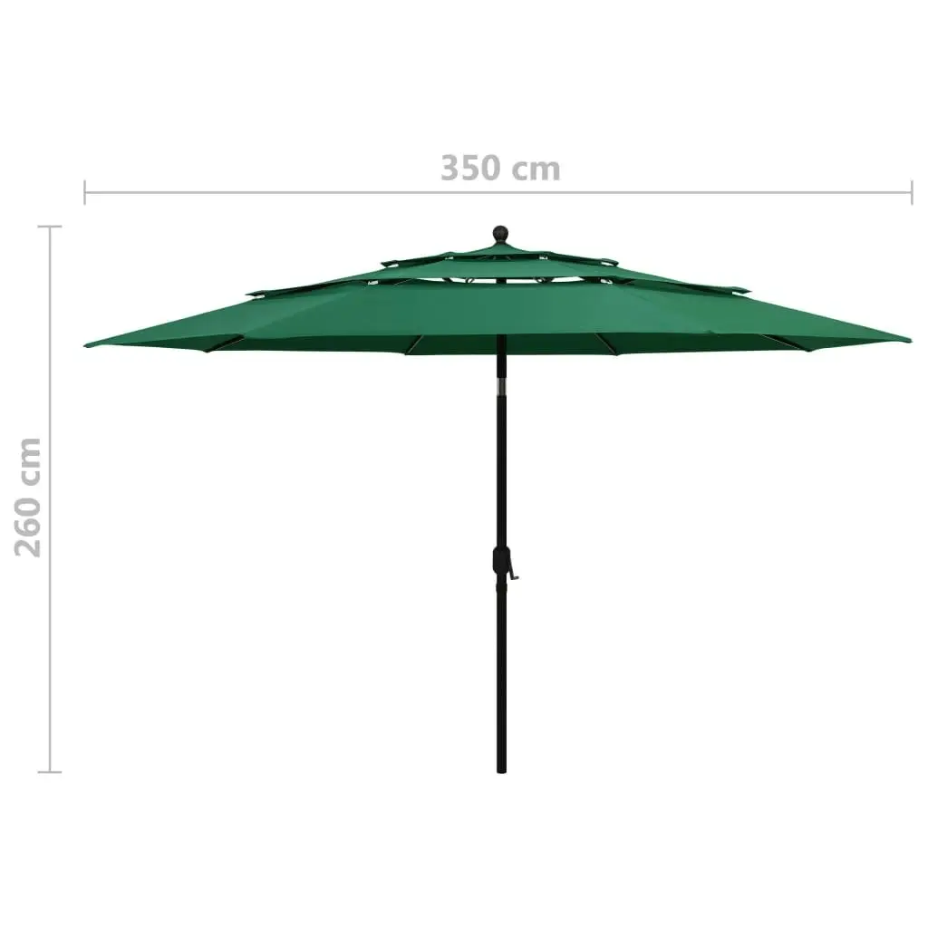 3-Tier Parasol with Aluminium Pole Green 3.5 m 313877