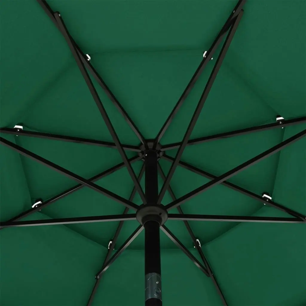 3-Tier Parasol with Aluminium Pole Green 3.5 m 313877