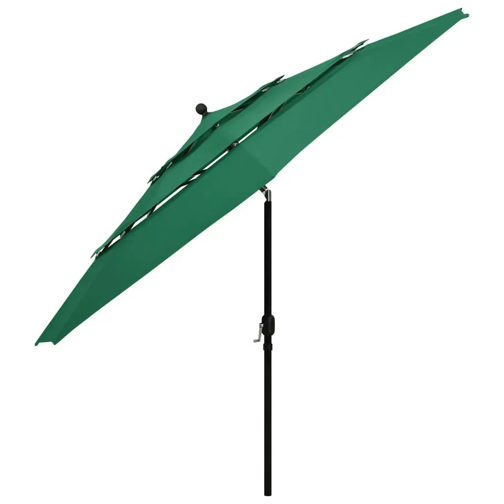 3-Tier Parasol with Aluminium Pole Green 3.5 m 313877