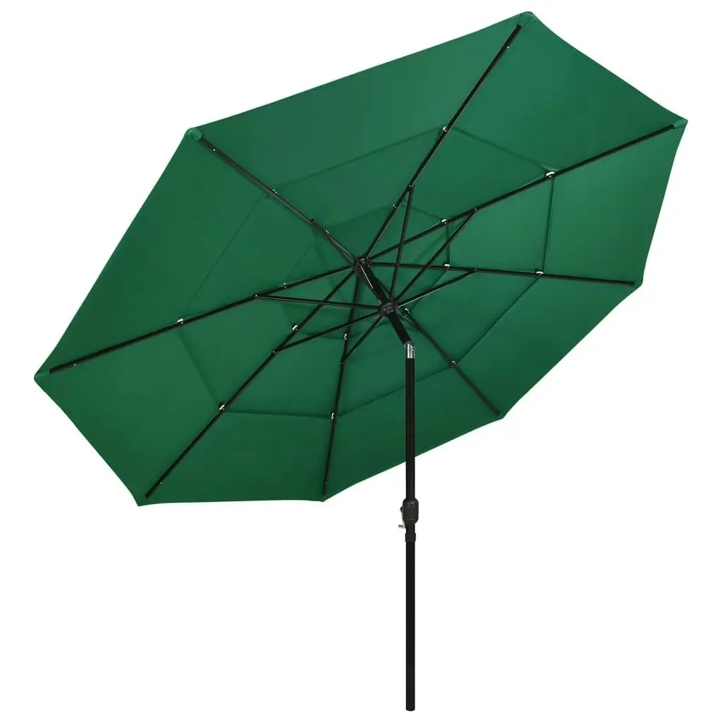 3-Tier Parasol with Aluminium Pole Green 3.5 m 313877