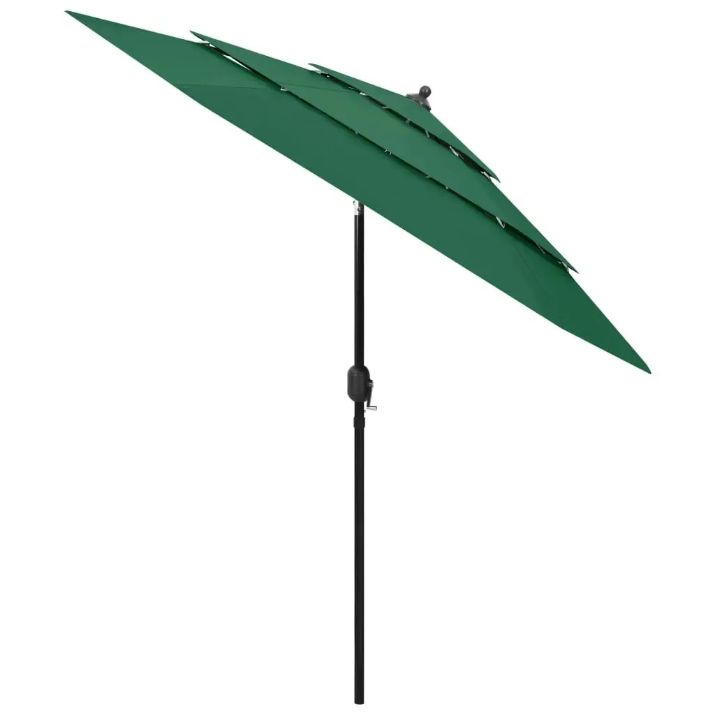 3-Tier Parasol with Aluminium Pole Green 2.5 m 313861