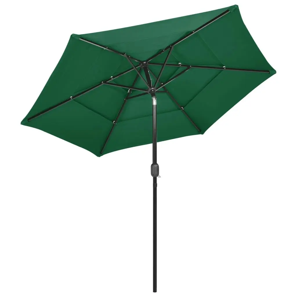 3-Tier Parasol with Aluminium Pole Green 2.5 m 313861