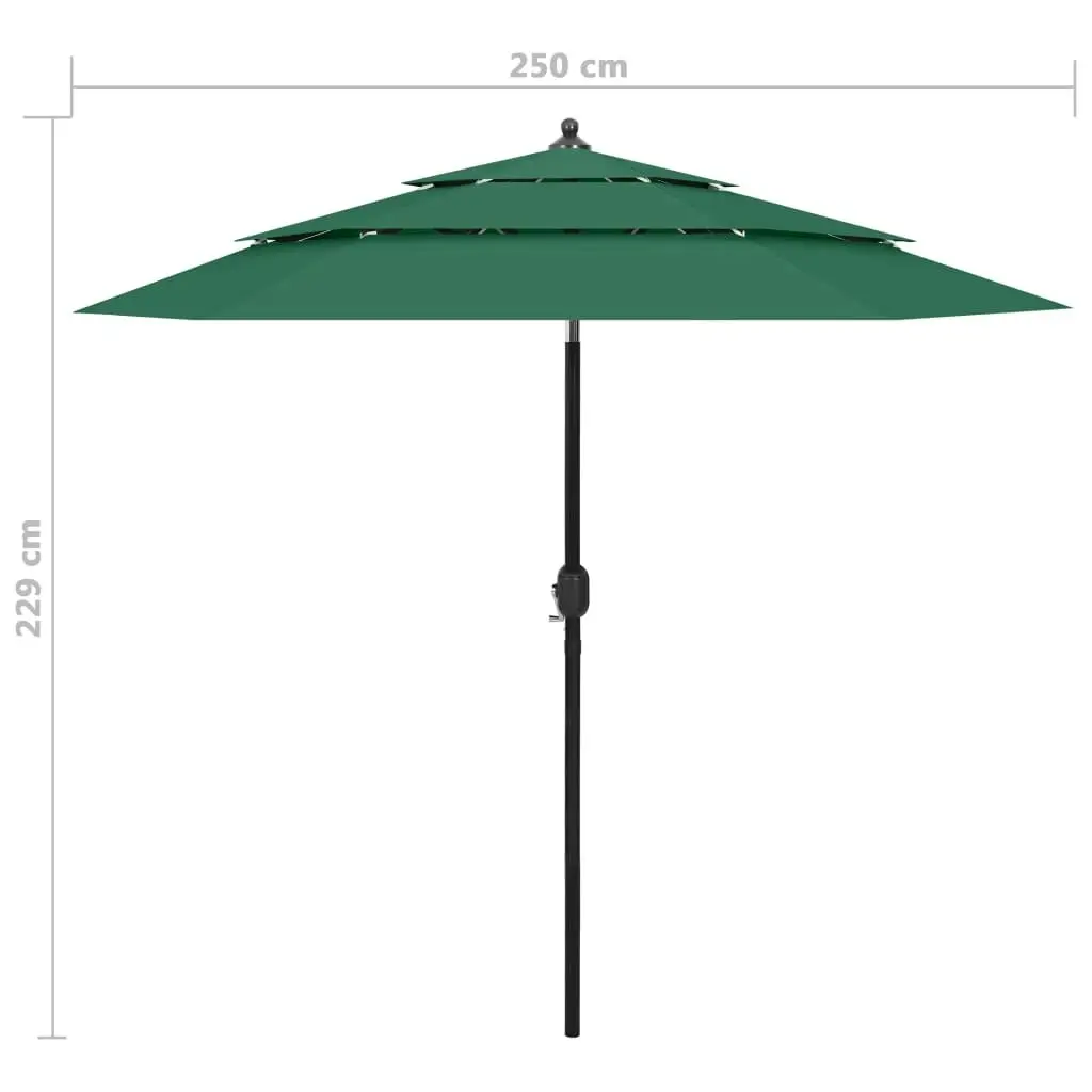 3-Tier Parasol with Aluminium Pole Green 2.5 m 313861