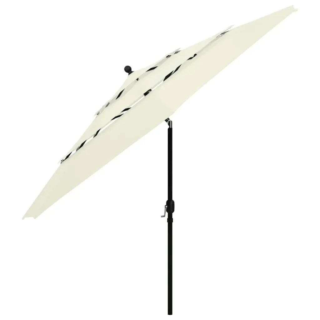 3-Tier Parasol with Aluminium Pole Sand 3.5 m 313876