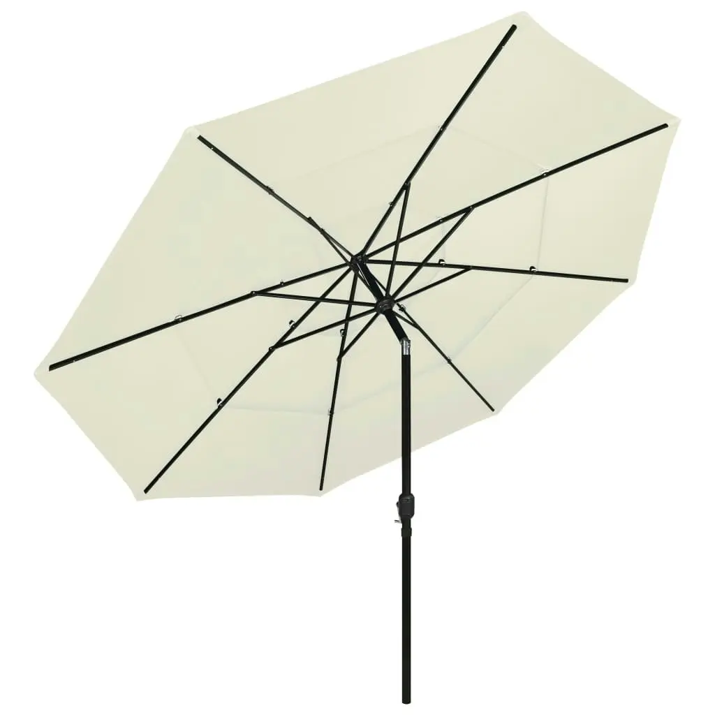 3-Tier Parasol with Aluminium Pole Sand 3.5 m 313876