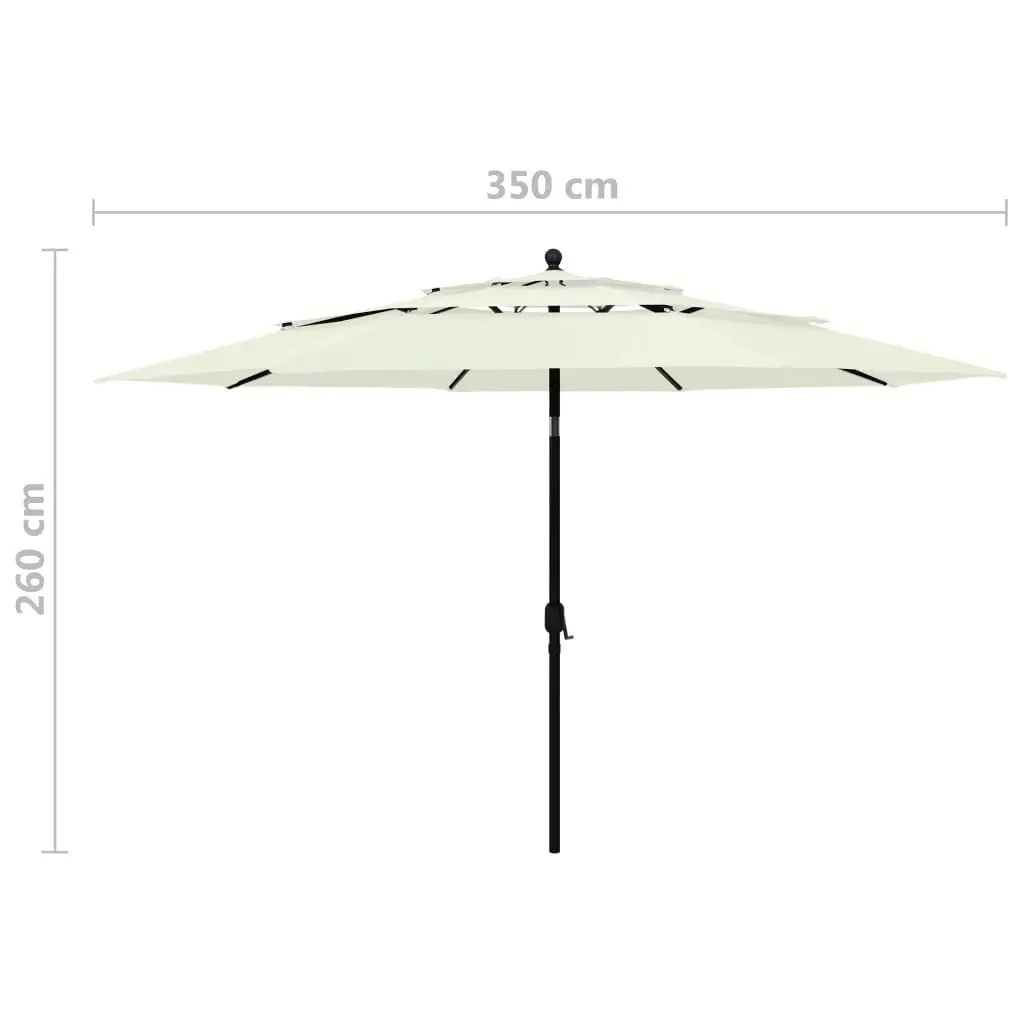 3-Tier Parasol with Aluminium Pole Sand 3.5 m 313876