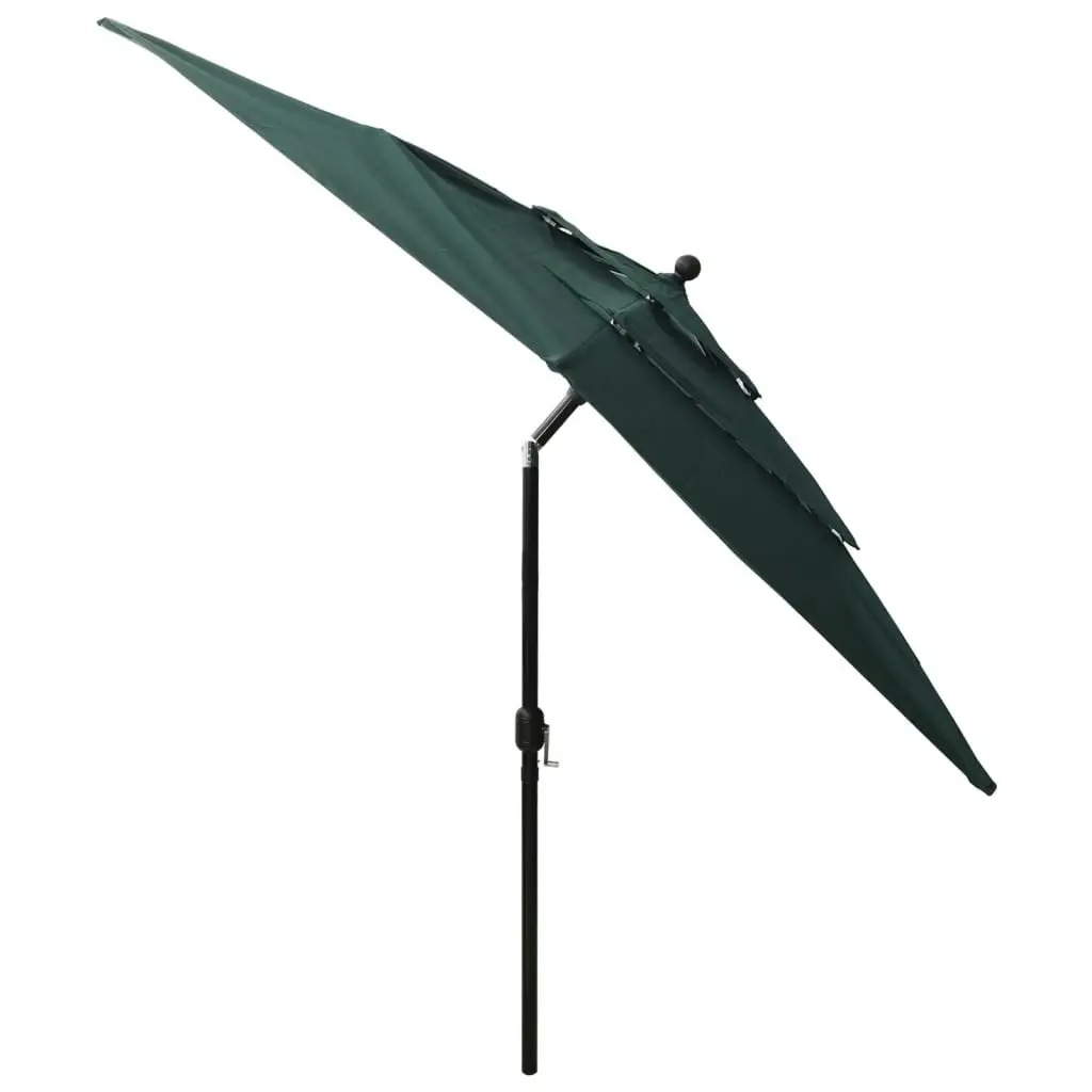 3-Tier Parasol with Aluminium Pole Green 2.5x2.5 m 313837