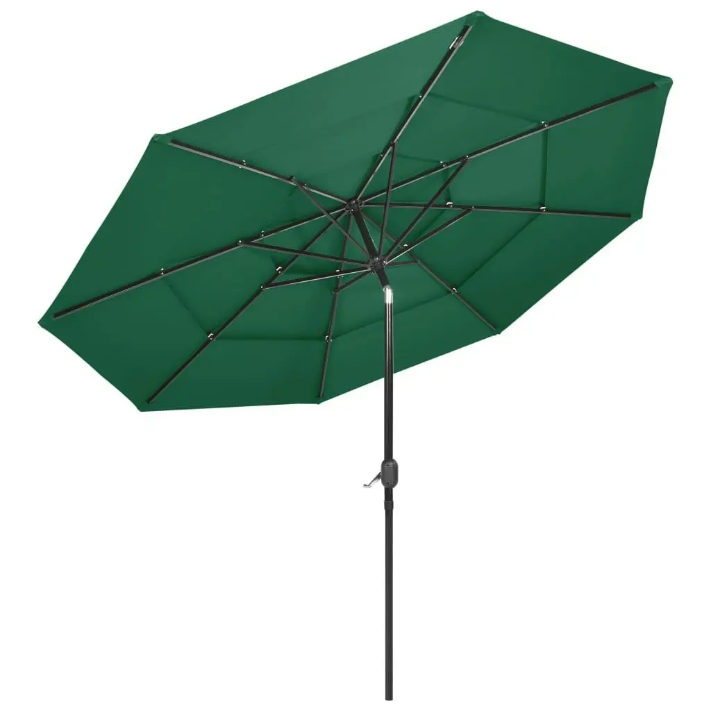 3-Tier Parasol with Aluminium Pole Green 3 m 313869