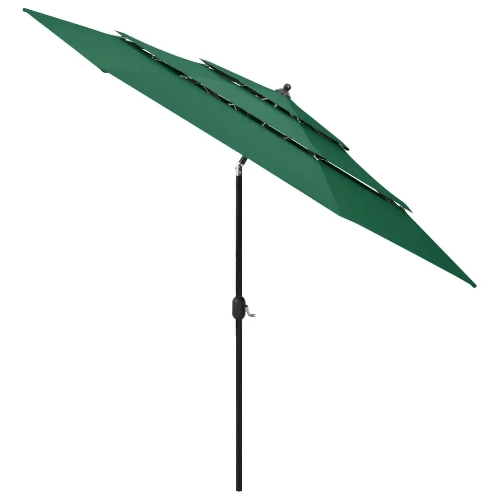 3-Tier Parasol with Aluminium Pole Green 3 m 313869