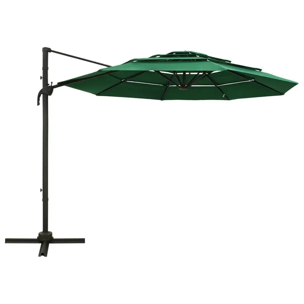 4-Tier Parasol with Aluminium Pole Green 3x3 m 313829