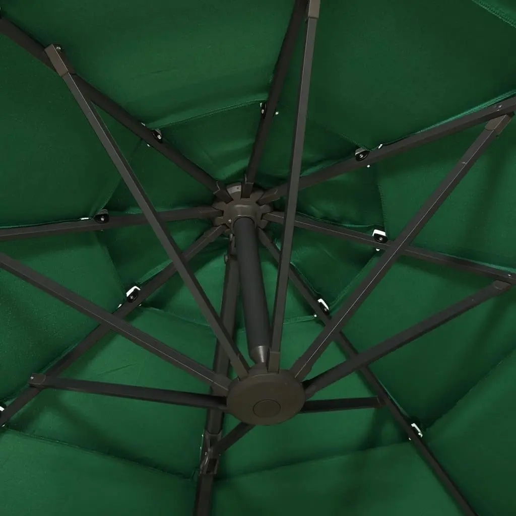 4-Tier Parasol with Aluminium Pole Green 3x3 m 313829