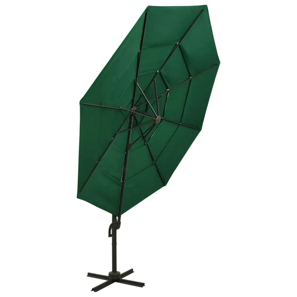 4-Tier Parasol with Aluminium Pole Green 3x3 m 313829