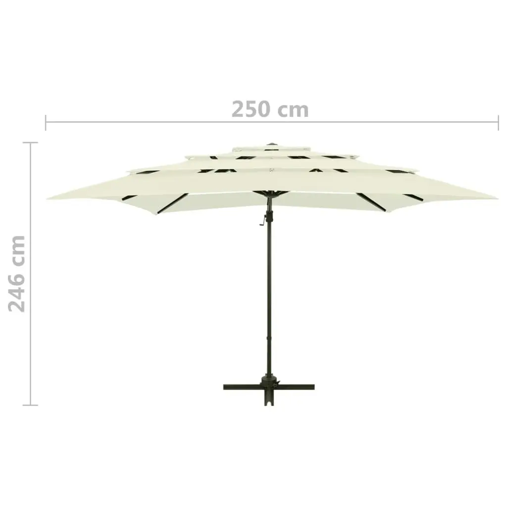 4-Tier Parasol with Aluminium Pole Sand 250x250 cm 313820