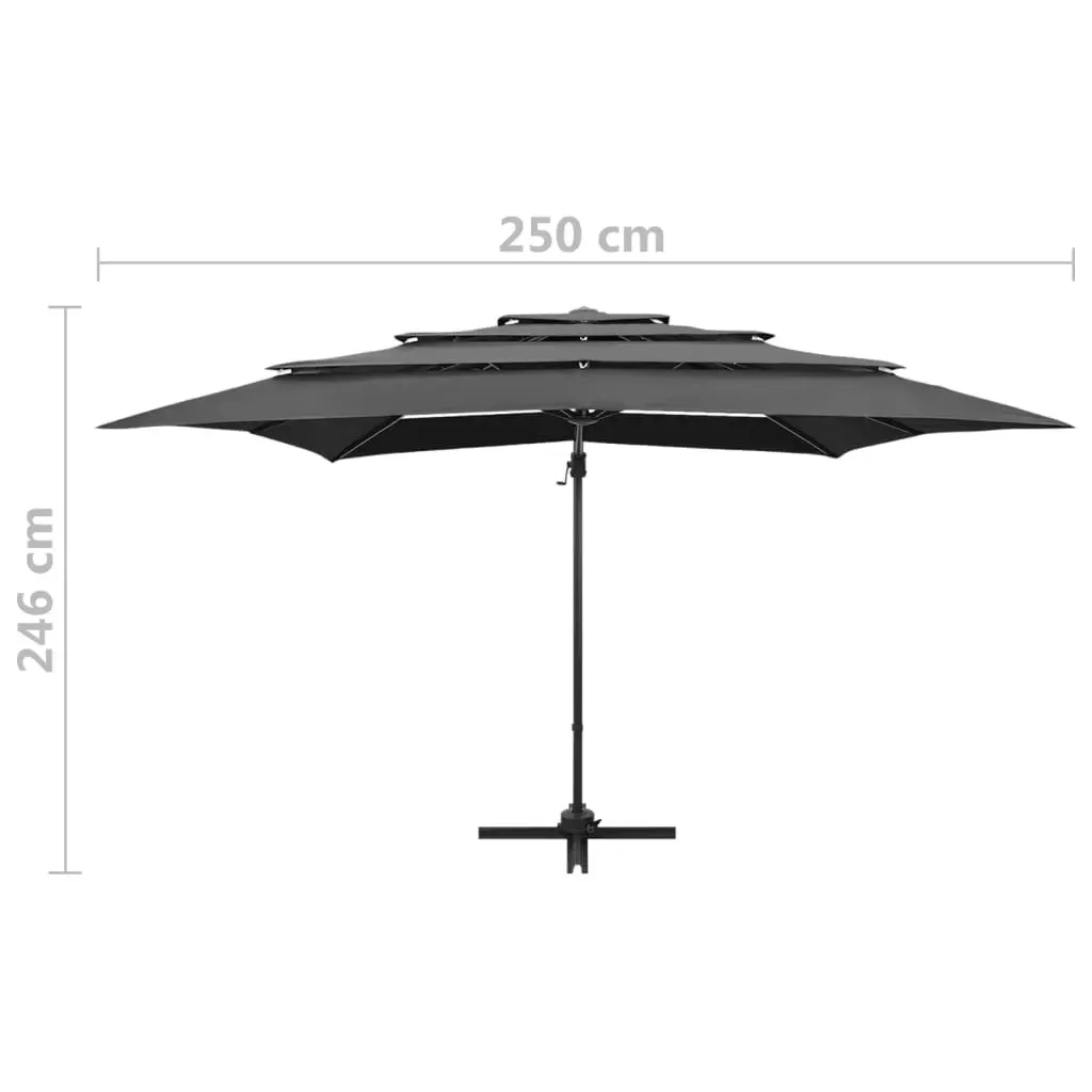 4-Tier Parasol with Aluminium Pole Anthracite 250x250 cm 313822