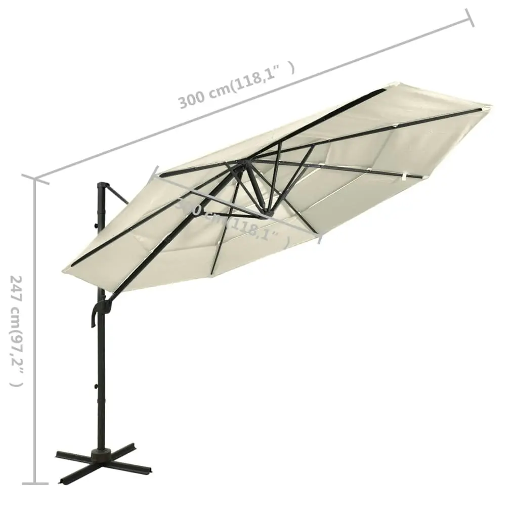 4-Tier Parasol with Aluminium Pole Sand 3x3 m 313828