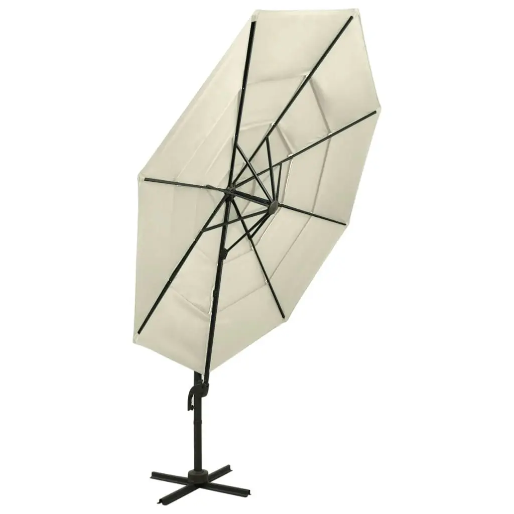 4-Tier Parasol with Aluminium Pole Sand 3x3 m 313828