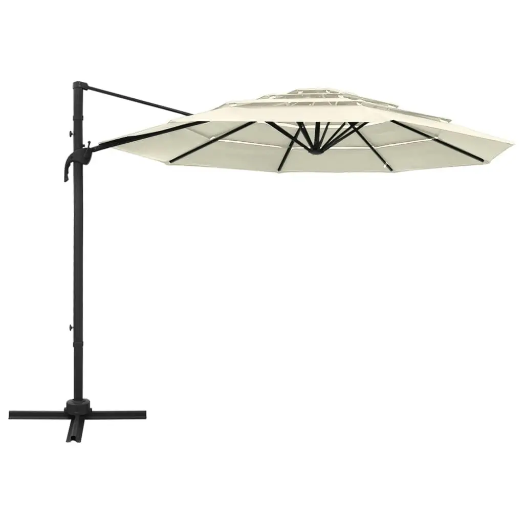 4-Tier Parasol with Aluminium Pole Sand 3x3 m 313828