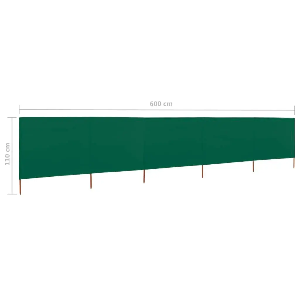 5-panel Wind Screen Fabric 600x80 cm Green 47155