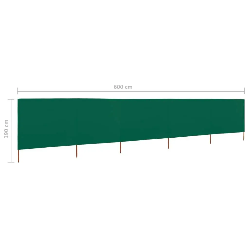 5-panel Wind Screen Fabric 600x160 cm Green 47167