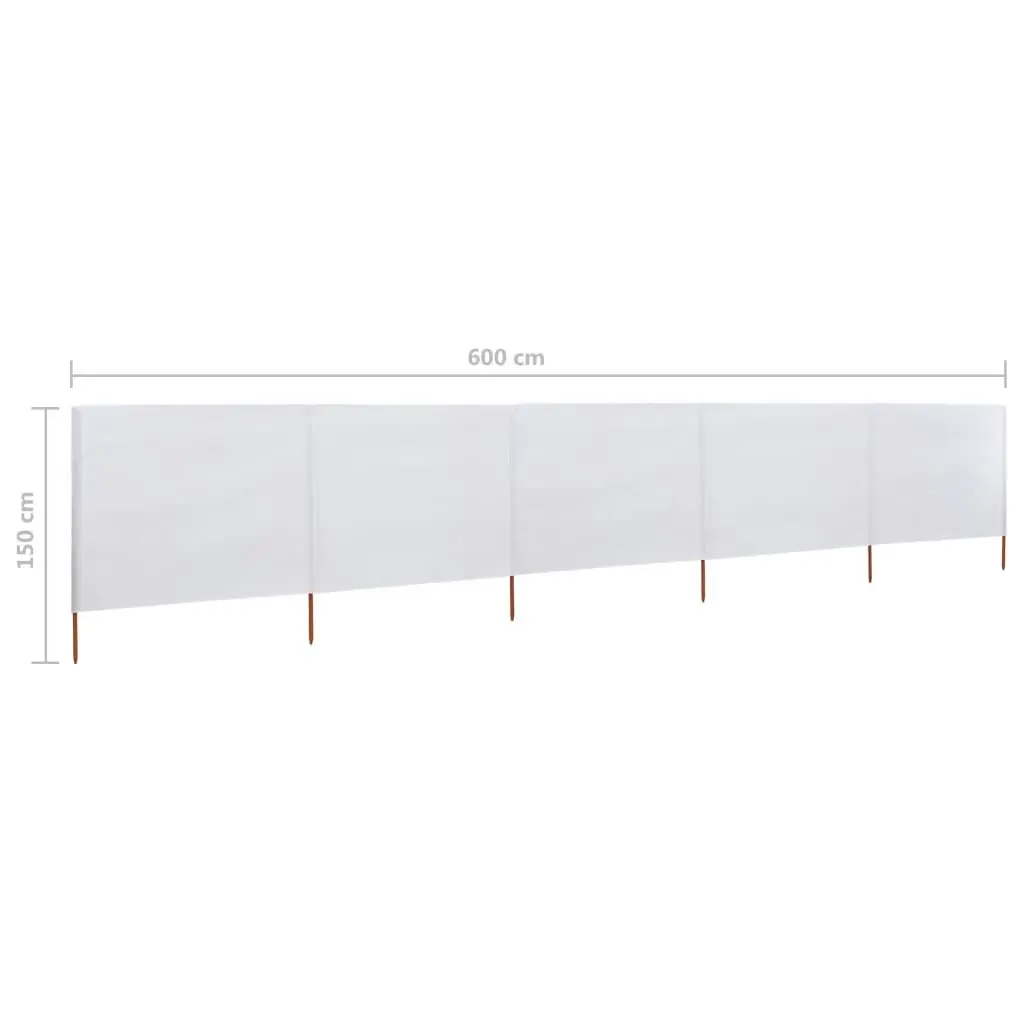 5-panel Wind Screen Fabric 600x120 cm Sand White 47160