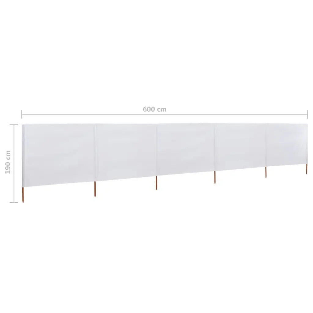 5-panel Wind Screen Fabric 600x160 cm Sand White 47166