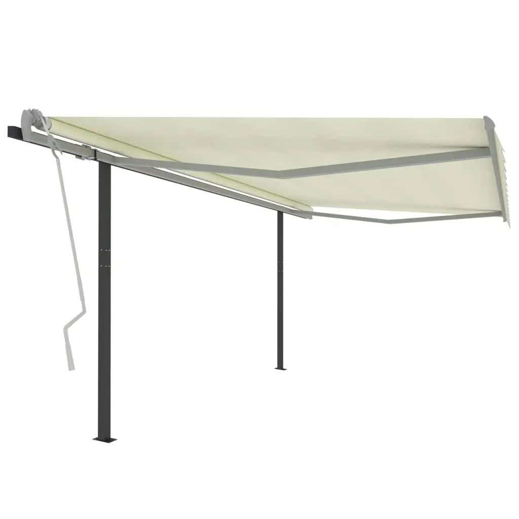 Automatic Retractable Awning with Posts 4x3 m Cream 3095843