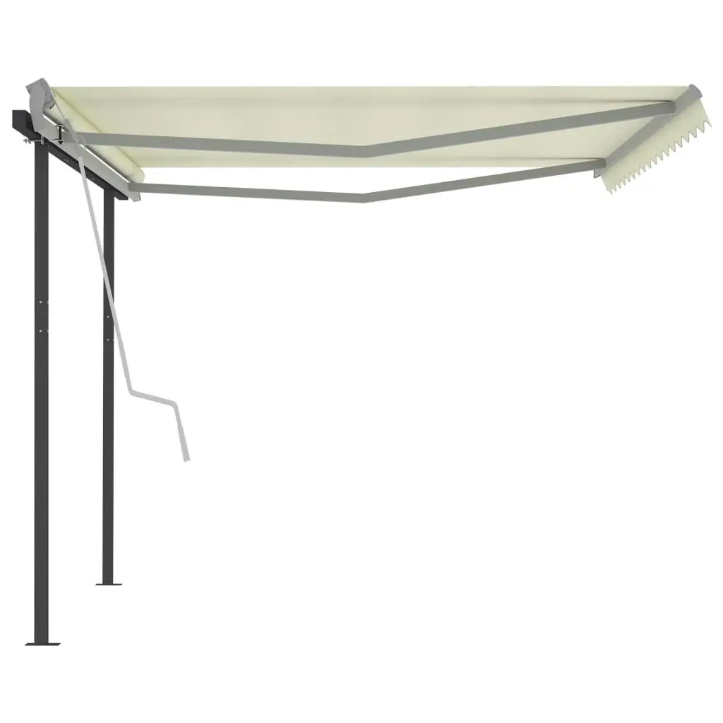 Automatic Retractable Awning with Posts 4x3 m Cream 3095843