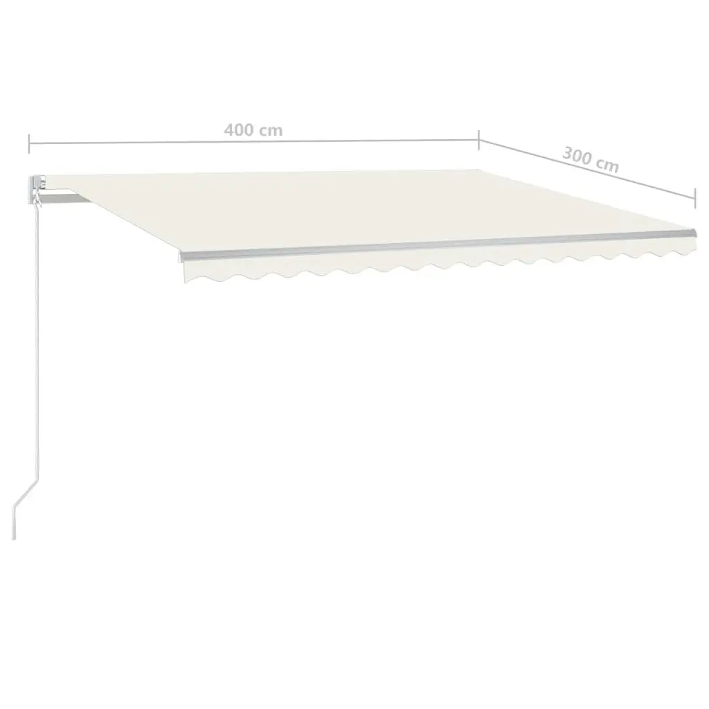 Automatic Retractable Awning with Posts 4x3 m Cream 3095813