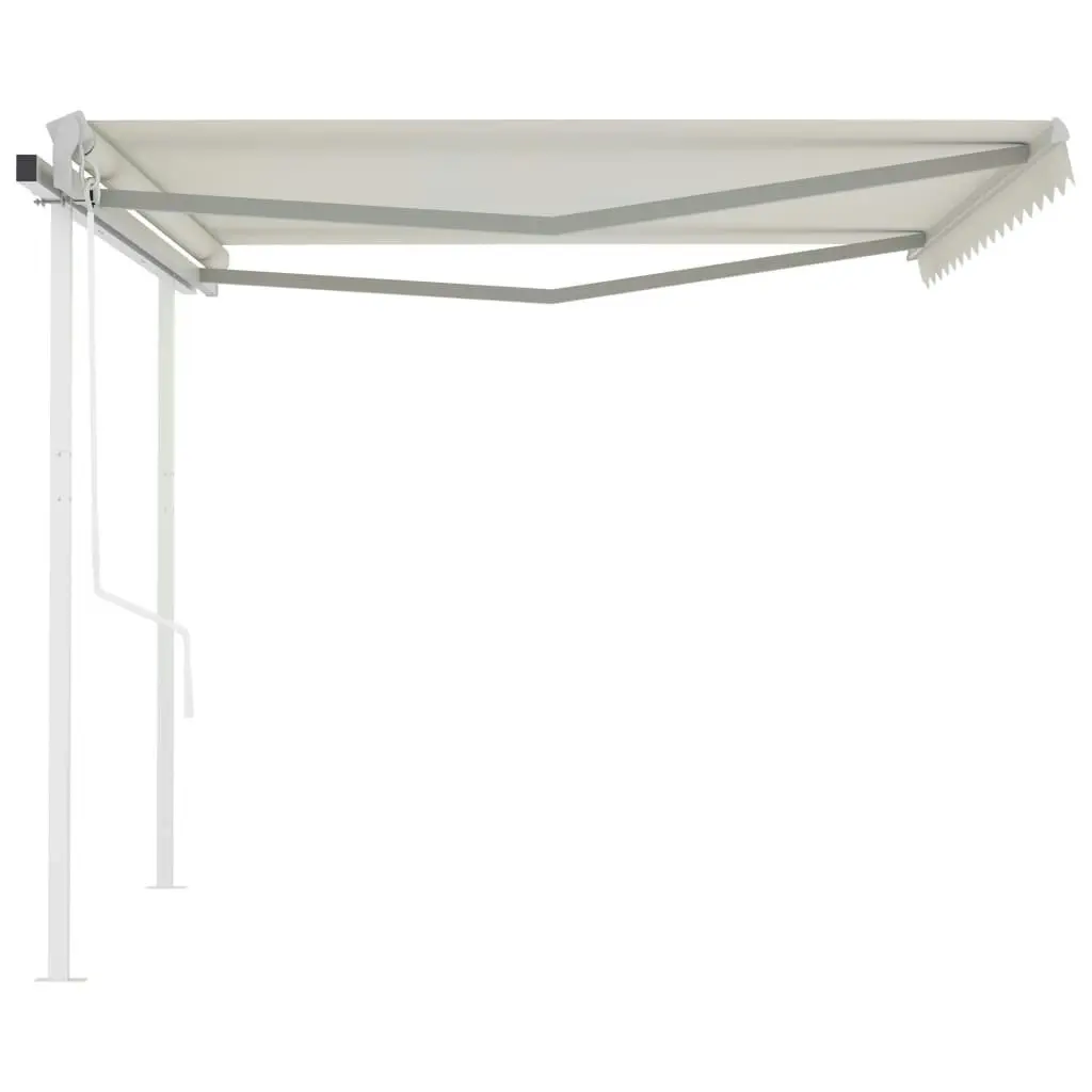 Automatic Retractable Awning with Posts 4x3 m Cream 3095813