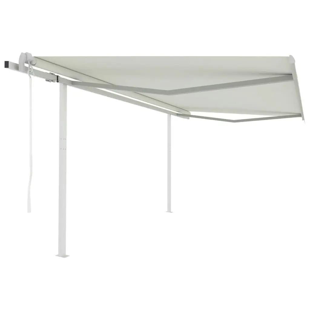 Automatic Retractable Awning with Posts 4x3 m Cream 3095813