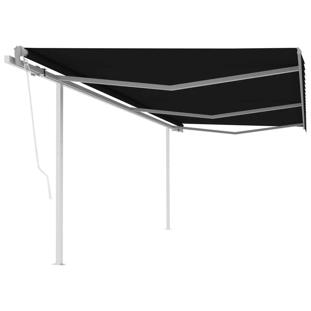 Automatic Retractable Awning with Posts 6x3 m Anthracite 3095821