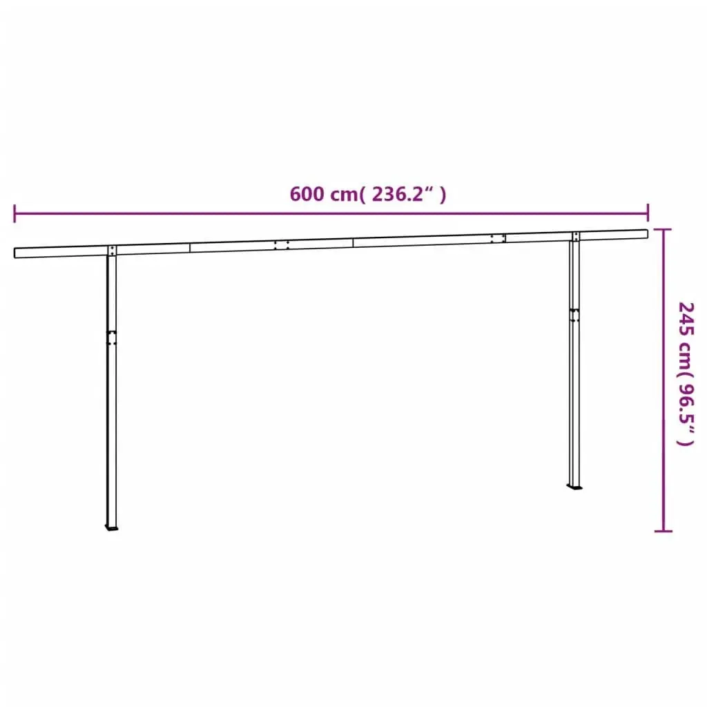 Awning Post Set White 600x245 cm Iron 315095