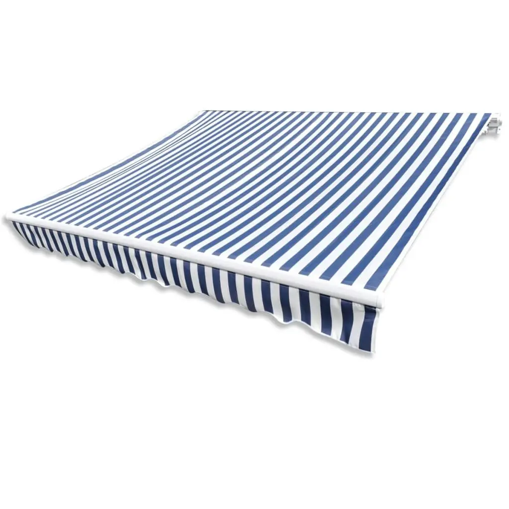 Awning Top Sunshade Canvas Blue & White 350x250 cm 143699