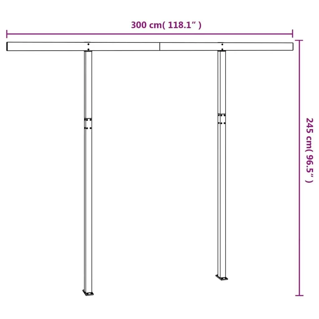 Awning Post Set White 300x245 cm Iron 315093