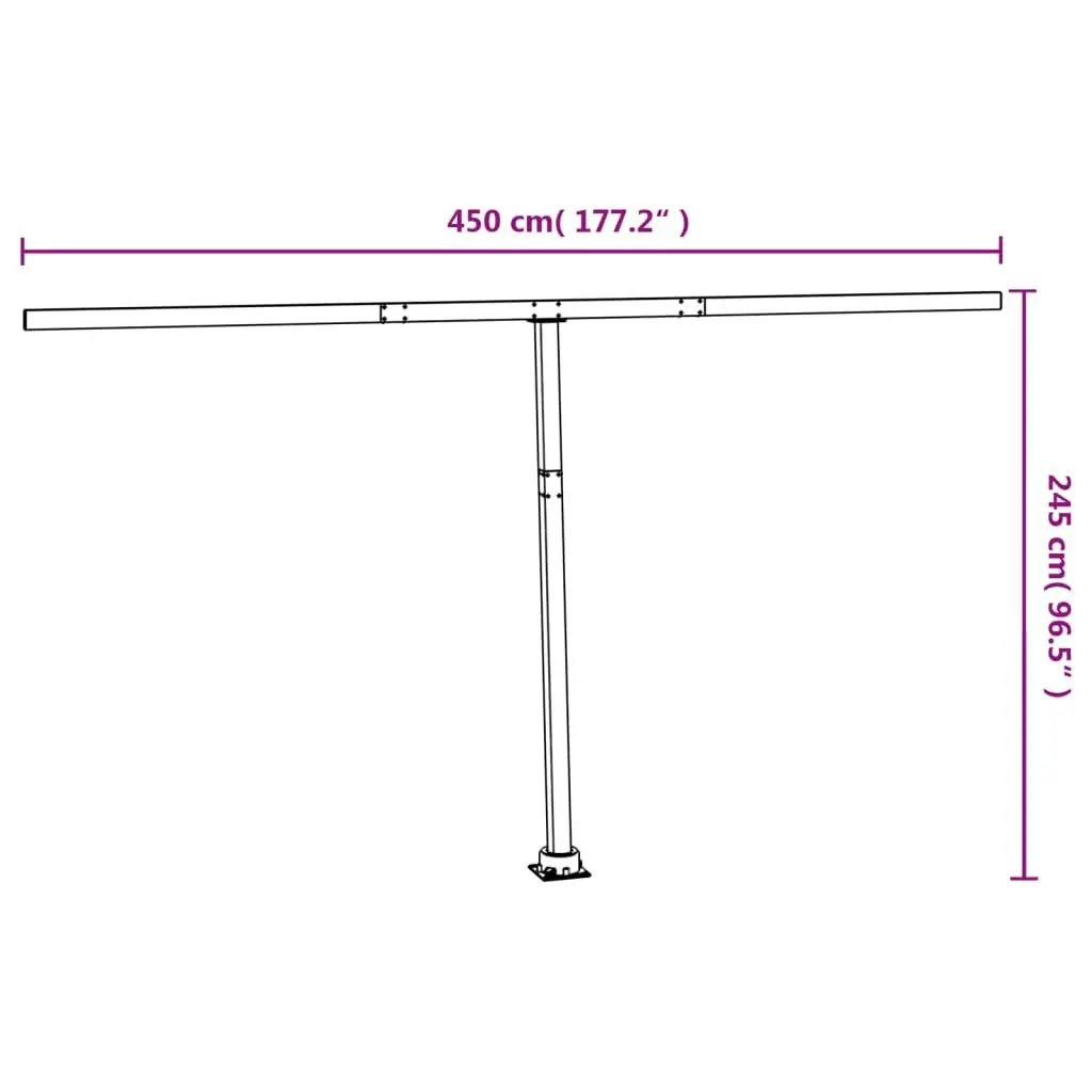 Awning Post Set White 450x245 cm Iron 315091