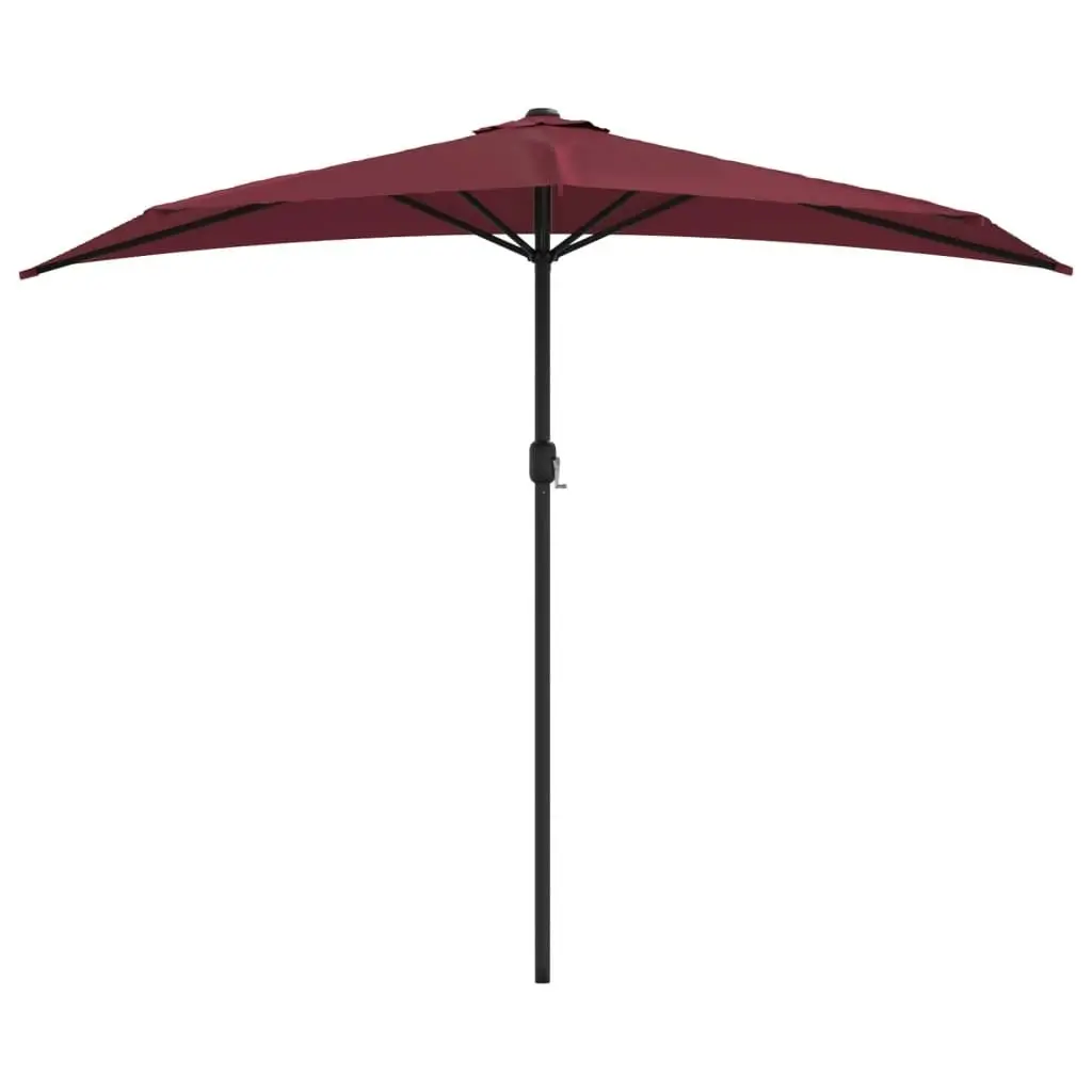 Balcony Parasol with Aluminium Pole Bordeaux Red 270x144x222 cm Half 312498