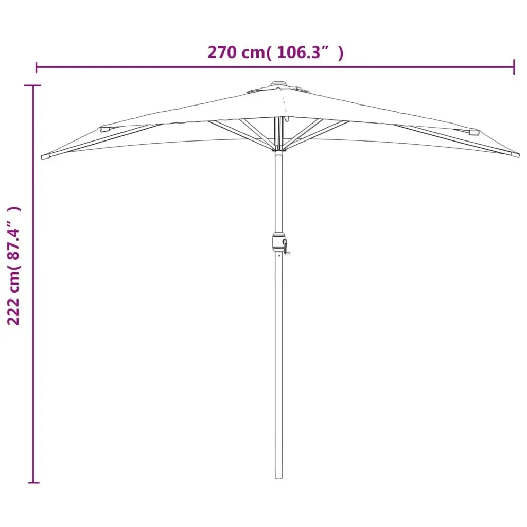 Balcony Parasol with Aluminium Pole Bordeaux Red 270x144x222 cm Half 312498