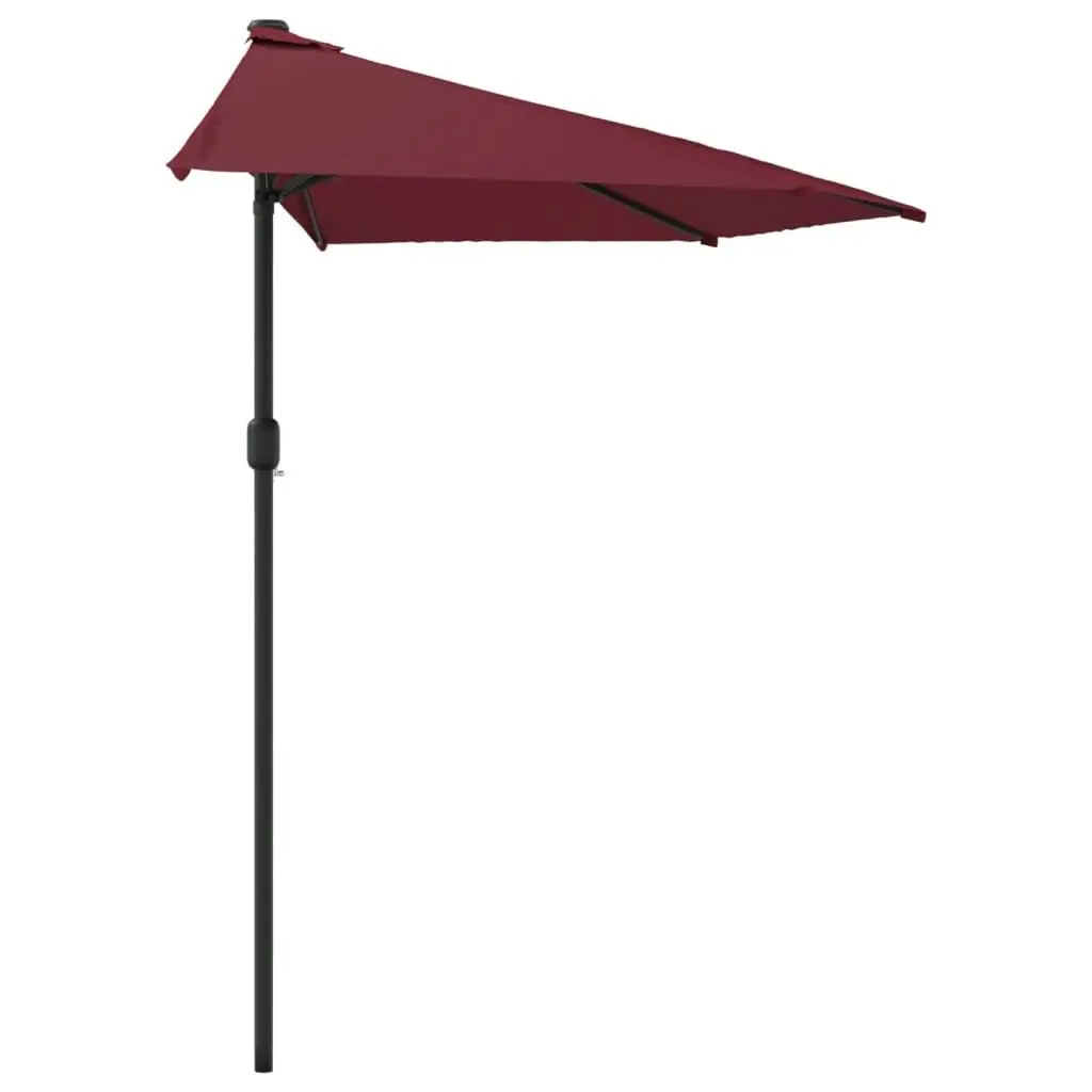 Balcony Parasol with Aluminium Pole Bordeaux Red 270x144x222 cm Half 312498