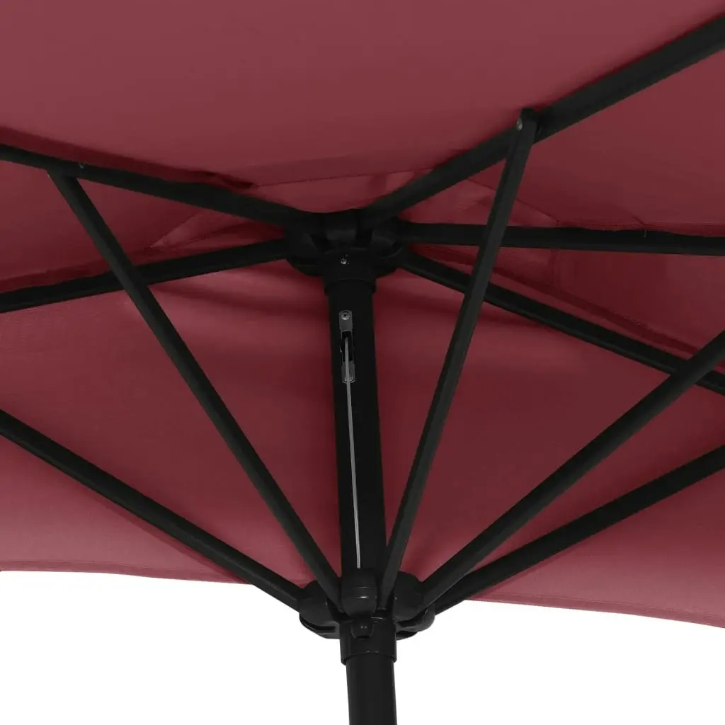 Balcony Parasol with Aluminium Pole Bordeaux Red 270x144x222 cm Half 312498